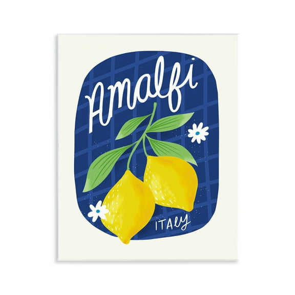 Stupell Industries Amalfi Lemons on Blue Food & Beverage Painting Unframed Art Print Wall Art, 11 x 14