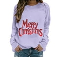 thumbnail image 2 of Amidoa Boat Neck Women's Sweatshirts Long Sleeve Purple Casual Christmas Sweatshirts Comfort Graphic Women Tops S, 2 of 4