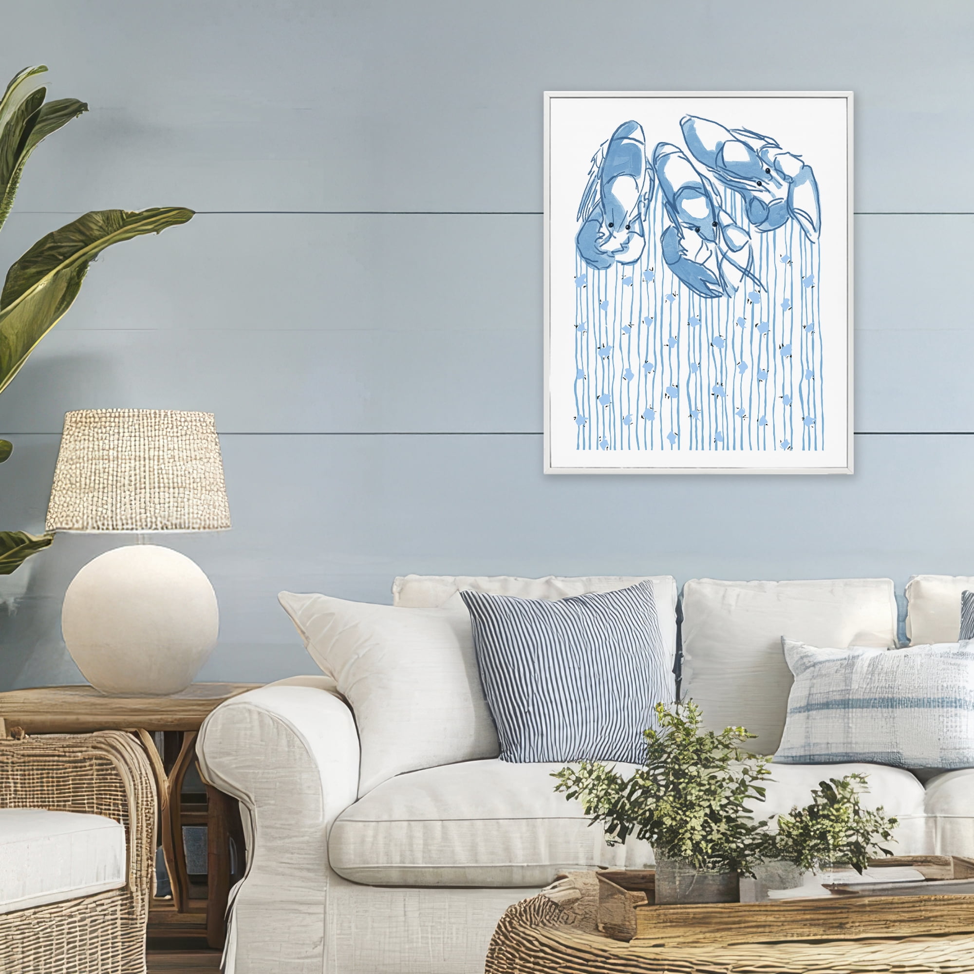 Stupell Industries Lobster Trio with Strings White Framed Giclee Art, design by Melissa Tilley