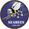 thumbnail image 1 of Cartel de metal vintage SEABEES CAN DO! Dibujo animado de Bee Soldier, 30 x 30 cm, 1 of 1