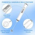 thumbnail image 2 of Hootek Rechargeable Milk Frother Handheld with 3 Heads, Coffee Electric Whisk Drink Foam Mixer, Mini Hand Stirrer with 3 Speeds Adjustable for Latte, Cappuccino, Hot Chocolate, Egg, White, 2 of 7