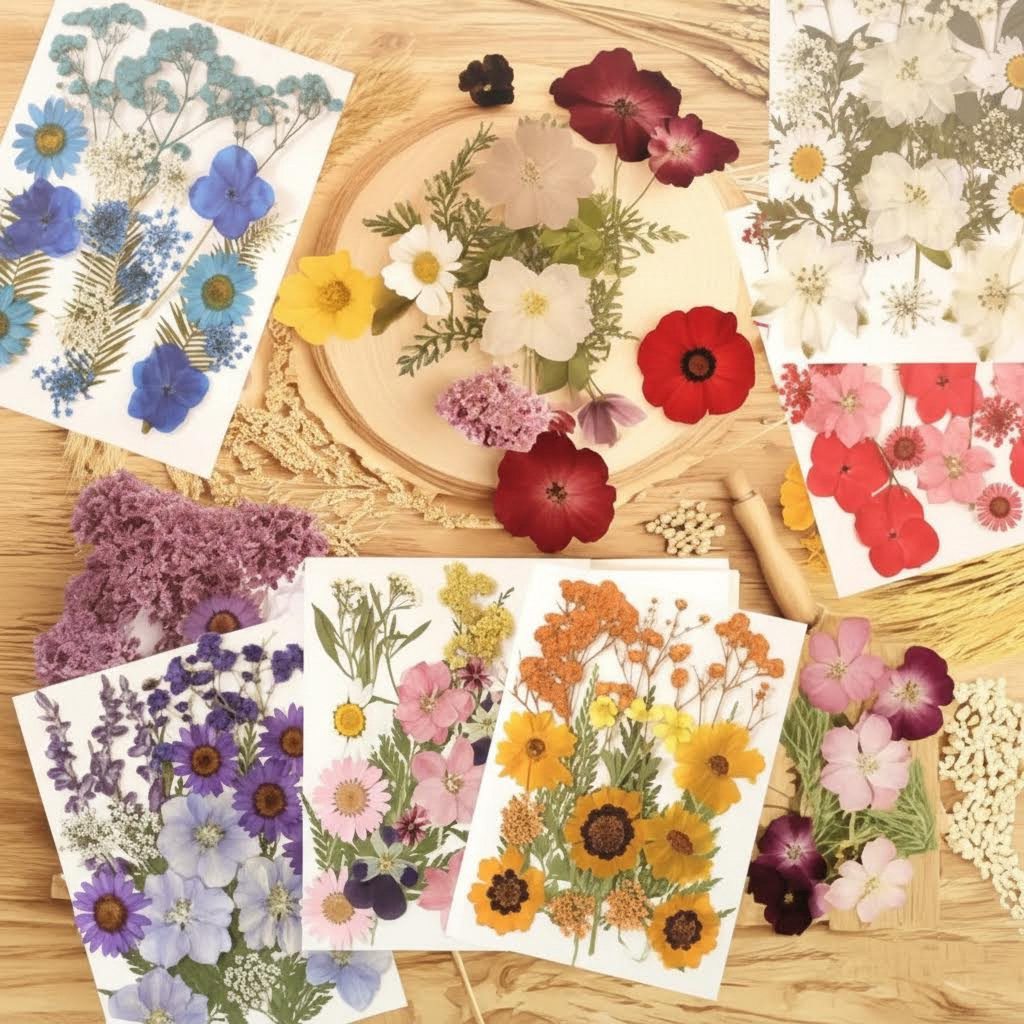 103pcs Natural Dried Flowers and Leaves Compressed for Resin Epoxy, Vacuum Packed DIY Pressed Flowers for Jewelry Making, Candle, Soap, and Nail Art Craft Supplies