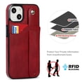 thumbnail image 2 of for iPhone 14 Wallet Case with RFID Blocking Card Holder, Hand Wrist Strap Kickstand, Premium PU Leather Shockproof Anti-Scratch Heavy Duty Protection Back Cover Men Women, Red, 2 of 7