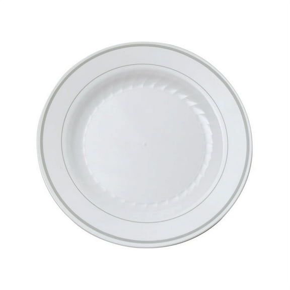 WNA MP75WSLVR Masterpiece Round Plate, 7.5", White with Silver Printed (Pack of 150)