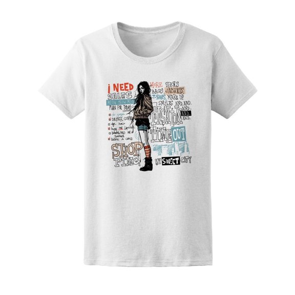 Fashion Shopping Girl Sketch Tee Women's -Image by Shutterstock