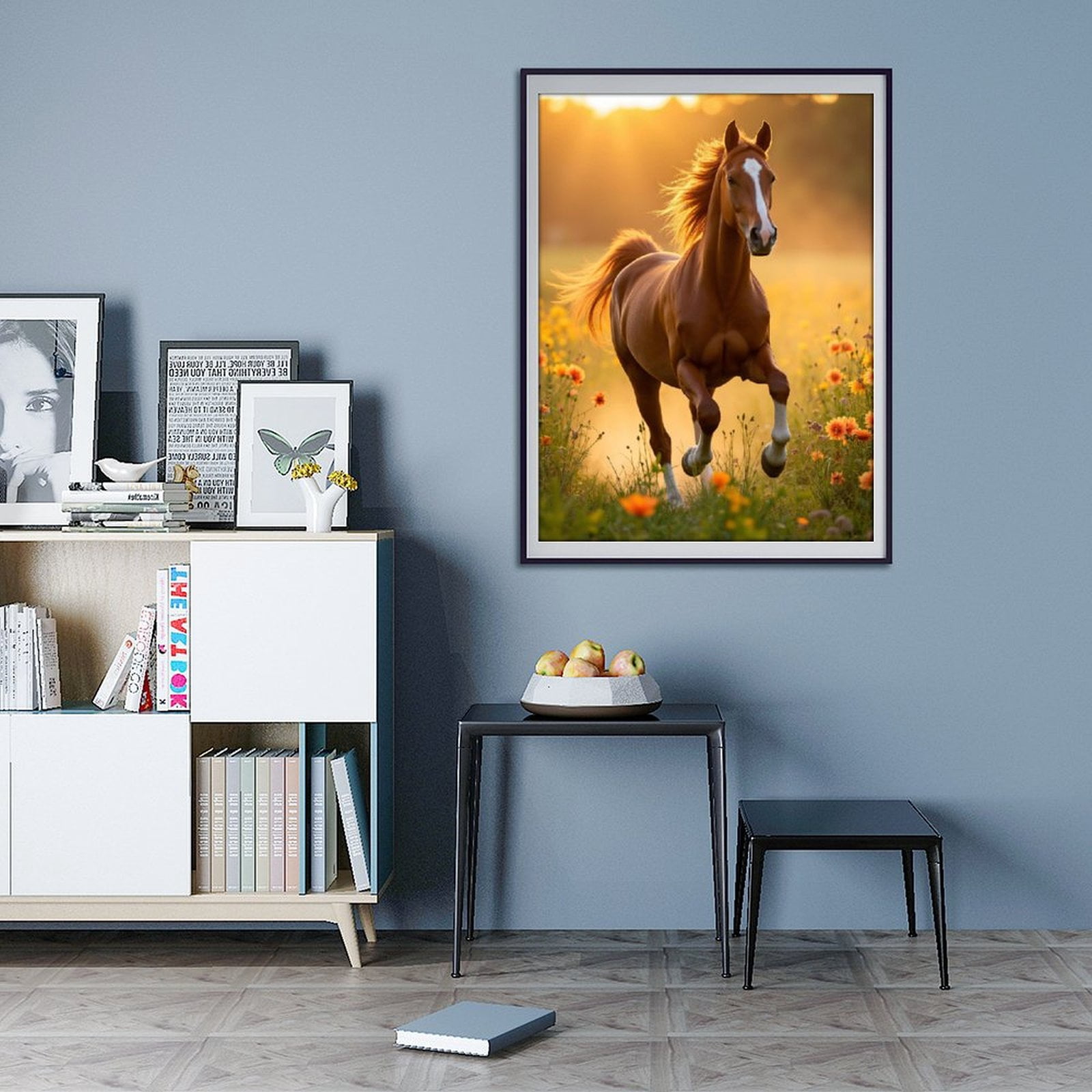 Diamond Art Kit for Adults, Sunlit Horse Running Meadows Diamond Painting for Adults Beginners, DIY Diamond Art Painting Kits, 5D Diamond Painting Crafts for Home Decor 12x16 Frameless