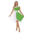 thumbnail image 4 of Miutii Mommy and Me Asymmetrical Praise Dance Tunic Dress Color Block Liturgical Dancewear Light Green XL, 4 of 9