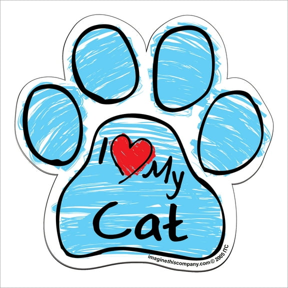 Cat Blue Scribble Paw Magnet