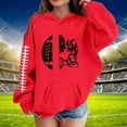 thumbnail image 2 of Girls Boys Hoodie Trendy Preppy Youth Oversized Waffle Hooded Pullover Sweatshirt Long Sleeve Shirt Cute Teen Fall Clothes - Red,3-4 Years, 2 of 5