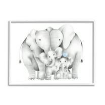 Stupell Industries Happy Elephant Family Blue Heart Pop Baby Animals, 24 x 30, Designed by Studio Q