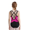 thumbnail image 5 of iiniim Kids Girls Sleeveless Gymnastics Leotard Sparkly Dance Bodysuit Cross Back Shiny Stretchy Ballet Dancewear Hot Pink 12, 5 of 7