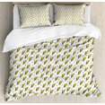 thumbnail image 1 of Abstract Duvet Cover Set Queen Size, Vintage Eighties Thunder Bolts on Notebook Page Background Funky Retro, Decorative 3 Piece Bedding Set with 2 Pillow Shams, Yellow Black White, by Ambesonne, 1 of 3