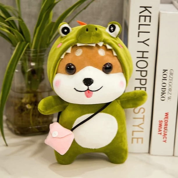 Liangnv 25 cm Shiba Inu Peluches de Peluche Lindos Dibujos Animados Shiba Inu Peluches Shiba Inu muñeca Dormir Almohada de Felpa con Ropa de cocodrilo Navidad H