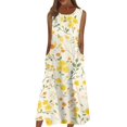 thumbnail image 1 of Robes Décontractées Imprimées pour Femmes Col Rond Basique Classique Extérieur Quotidien Sans Manches Robes Amples, 1 of 5