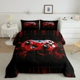 thumbnail image 2 of Gamer Comforter Set Full,Gaming Bedding Cool Video Game Black Bedding Comforter Sets Red Geometric Honeycomb Duvet Insert for All Season Gamepad Home Decor Quilt, 2 of 7