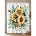 thumbnail image 4 of Fsddascl Sunflower Shower Curtain Set - Extra Long 72" x 96" Washable Bathtub Curtain with 12 Hooks, Green Eucalyptus Watercolor Green Yellow Waterproof Fabric Stall Shower Curtains for Bathroom, 4 of 6