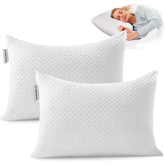Set De 2 Almohada De Memory Foam Triturado Ultra Suave Cojin Ajustable con Funda Exterior Antibacterial Transpirable Almohada Comoda Confortable Suoper Comoda 45 X 64 cm KTHG193C6 (2)