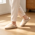 thumbnail image 2 of ZVNAΖH Women's Quilted Plush Closed Toe Slippers Winter Warm Fuzzy House Shoes with Slingback Strap Indoor Bedroom Slides, 2 of 7