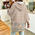 thumbnail image 6 of Women Casual Hooded Sweatshirt 3/4 Sleeve Floral Pattern Oversized Pullover Loose Fit Drawstring Hoodie Trendy Travel And Going Out Pullover Tops, 6 of 6