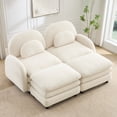 thumbnail image 2 of FFZ Teddy Cloud-Like 2-Seat Sofa with 2 Ottomans for Home, Beige, 2 of 12