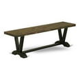 thumbnail image 1 of Pemberly Row V-Style 15x60" Wood Dining Bench in Black/Brown, 1 of 5
