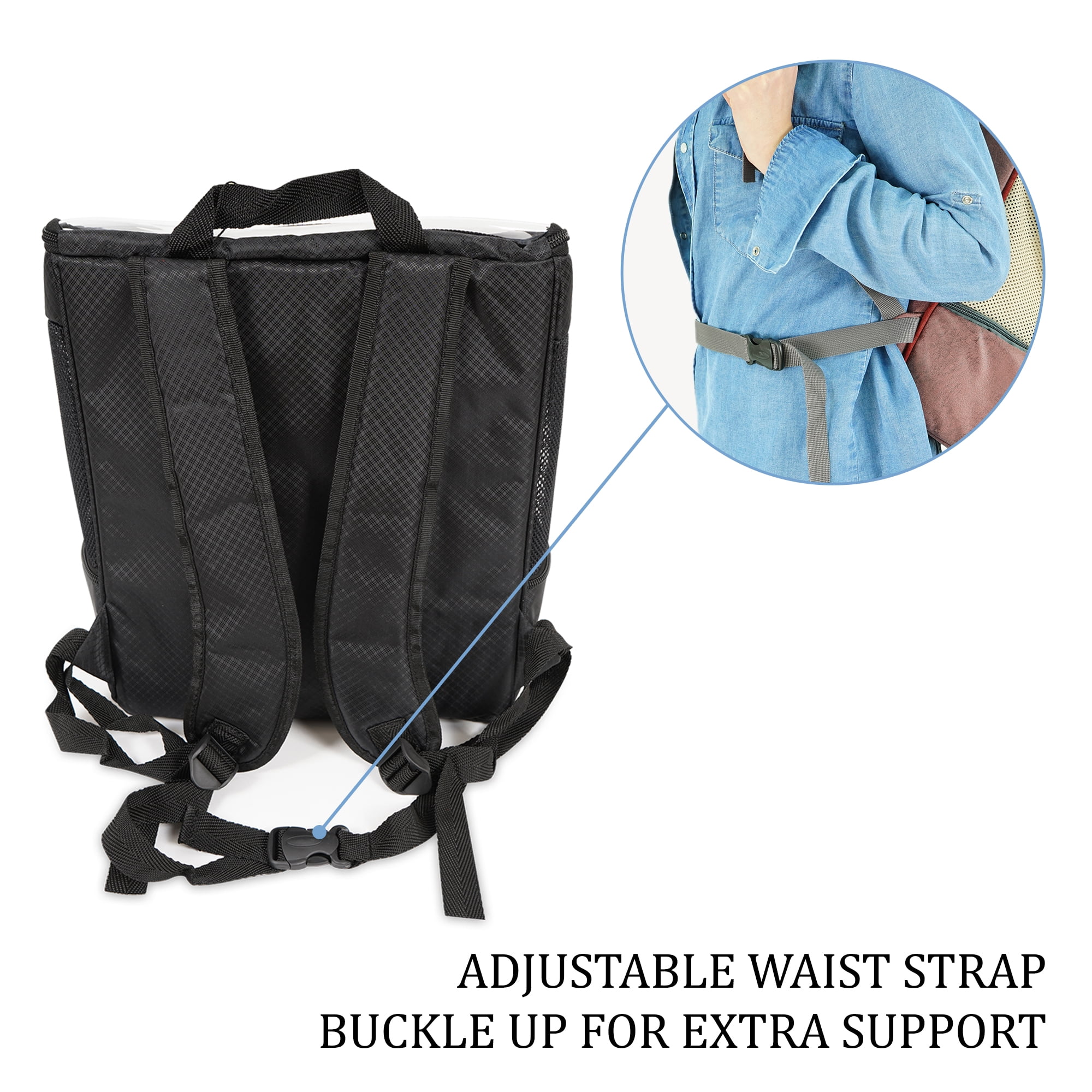 Airline Approved Dog and Cat Backpack Carrier for Small Dogs - Water, Stain Proof Dog Hiking Backpack with Mesh Cover, Waist Belt - BLACK