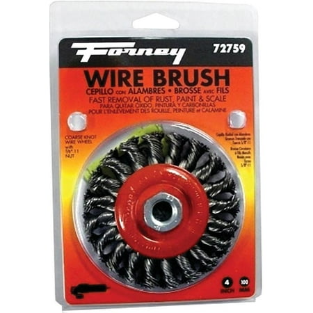 Forney Industries Sanding Disc Forney Industries 72759 Twist Knot Wire Wheel Brush, 4 in Dia x 5/8 - 11 in, 0.02 in Wire ()