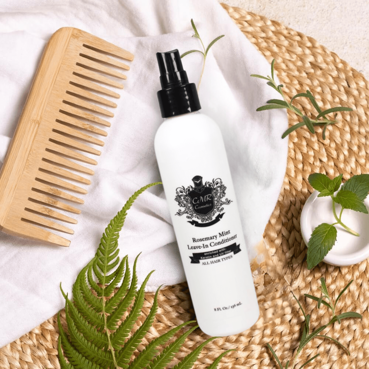 CMR Cosmetics Leave-In Conditioner with Rosemary Mint - Nourishing Hair Care for Silky, Frizz-Free Shine, Ideal for, Sulfate & Paraben-Free
