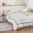 thumbnail image 2 of Move Over White Ruched Pom Poms Duvet Cover Set  100% Washed Microfiber Black Pom Poms Pattern  Bedding Sets Twin, 2 of 8
