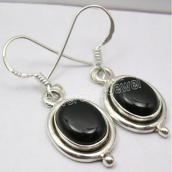 SilverStarJewel 925 Silver Black Onyx Earrings 1.3" Wholesale Jewelry