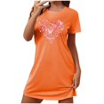 thumbnail image 4 of Sakmal Love Womens Moomoo Nightgowns Short Sleeve Cute Valentines Sleep Dress Heart Print Short Womens Nightgown S, 4 of 4