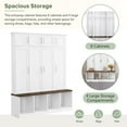 thumbnail image 3 of 74.9''H Versatile Hall Tree with 4 Hidden Hanging Hooks, Entryway Cabinet with Storage Bench, Coat Rack, Open Compartments for Living Room, Hallway, White, 3 of 7