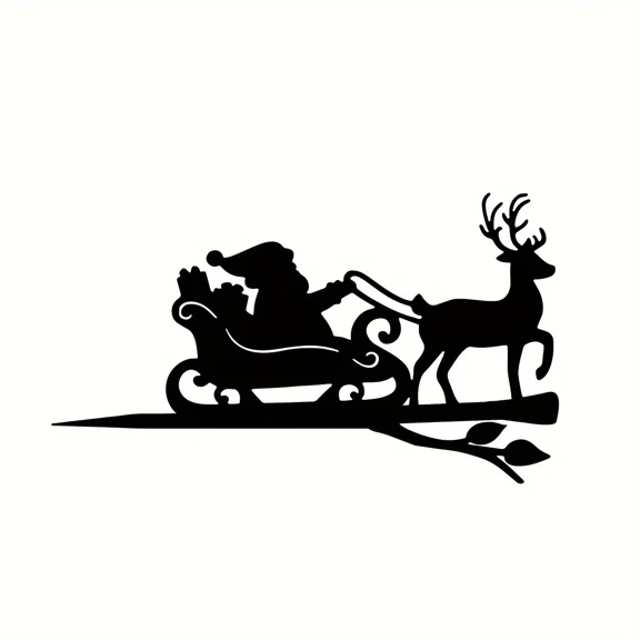 1pc Reindeer, Metal Wall Art Santa Claus On Branch Steel Silhouette Home Garden Yard Patio Outdoor Statue Stake Decoration