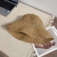 thumbnail image 4 of Sombrero de circunferencia de 56-58cm para mujer, protector solar hueco, sombrero para el sol, color transpirable, ala ancha, sombrero tejido de paja para mujer, 4 of 6