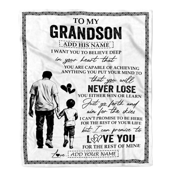 To My Grandson Blanket You Will Never Lose From Papa Grandpa Grandson Birthday Graduation Fleece Blanket, 30x40in Fleece Blanket