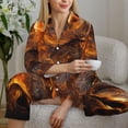 thumbnail image 6 of Bingfone Womens Pajama Sets Gold Flame Pattern Wolf Print,Long Sleeve Loungewear Pajamas Set-XX-Large, 6 of 8