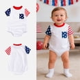 thumbnail image 2 of Boy 4th of July Outfit, American Flag Star Striped Short Sleeve Bodysuit, Patriotic Onesie for Independence Day, 2 of 7