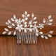 thumbnail image 4 of Peines para el pelo de boda con diamantes de imitación y perlas de Color plateado, accesorios para el cabello para mujer, adornos para el cabello, joyería, tocado nupcial, 4 of 4