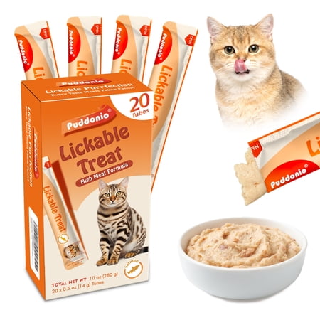 Puddonio Salmon Lickable Wet Cat Treats, 0.5 oz Tubes (20 ct)