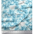thumbnail image 2 of Soimoi Blue Cotton Voile Fabric Shell & Starfish Ocean Print Fabric by the Yard 56 Inch Wide, 2 of 3