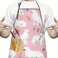 thumbnail image 2 of White Dogs and Pioneer Flower Apron-Garden Aprons for Women with Pockets-Cotton Linen Waterproof Kitchen Cooking Gardening Aprons Adjustable for Kitchen,Cooking,BBQ and Salon 33x27 Inch, 2 of 3