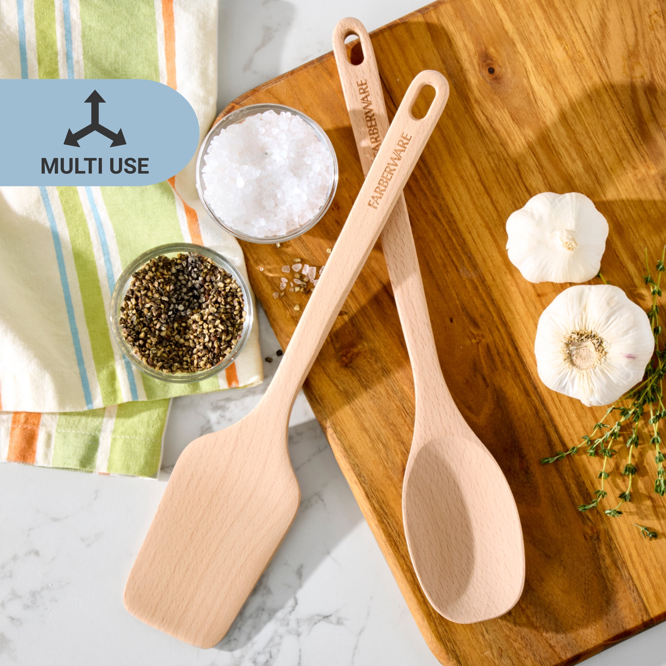 Farberware Professional Wood Spatula/Turner and Cooking Spoon Set, 2-Piece