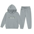 thumbnail image 5 of Fesfesfes Kids Winter Printed Hooded Sweatshirt with Cuffed Jogger Pants Fleece Lined Warm 2 Piece Set Boys Girls Casual Sporty Outfit Long Sleeve Hoodie Tracksuit(Gray#2,7-8 Years), 5 of 5