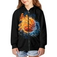 thumbnail image 2 of DISNIMO Fire Basketball Hoodie Boys Hoodies Size 6-7 Hoodies Boys Sweatshirt Hoodie Jacket for Girls Hooded Sweatshirts Zip Up Hoodies Little Kids Graphic Hoodies Coat Children Fall Casual Wear, 2 of 7