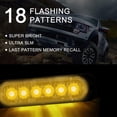 thumbnail image 3 of 8-pack 6 LED Amber Strobe Lights Vehicles Trucks Emergency Strobe Lights Kit 12V -24V Beacon Warning Hazard Flash Strobe Lights Bar Grill Grille Surface Mount Super Bright Waterproof, 3 of 7