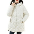 thumbnail image 2 of Pounoo Winter Coats for Women Lightweight Quilted Zip Up Hooded Jackets Casual Warm Coat Outwear with Pockets Gift, 2 of 3