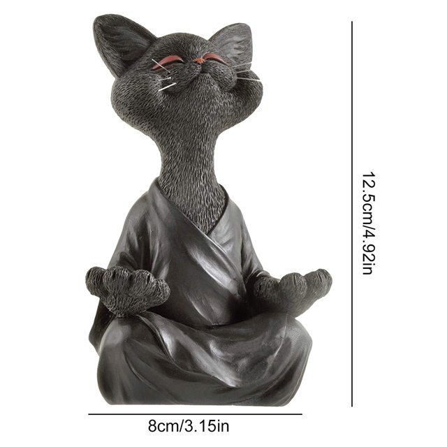 Estatua de gato de meditación, figura decorativa Zen, decoración de resina para Yoga, estatua de gato de Buda