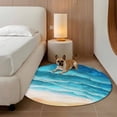 thumbnail image 3 of Ocean Waves Round Living Room Rugs 3.3 ft, Abstract Gradient Orange Teal Waves Beach Washable Area Rug with Non-Slip Sturdy Edge Binding Round Front Door Mat Floor Carpet for Entryway, 3 of 9