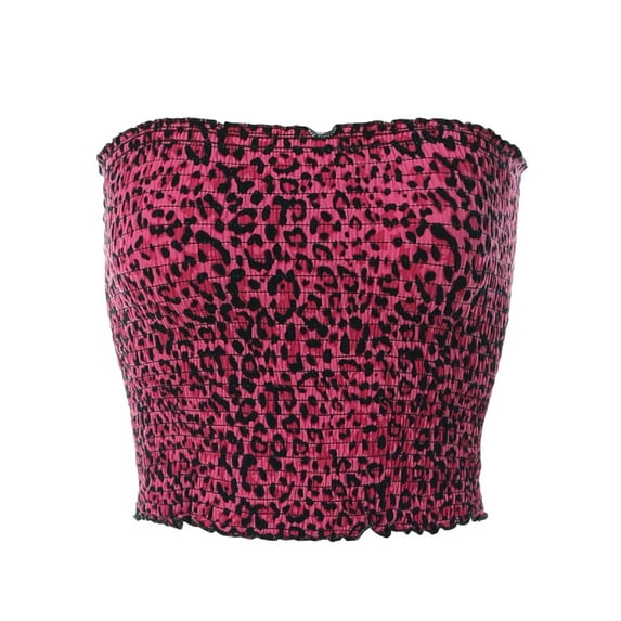 MixMatchy Women's Leopard Print Smocked Cropped Tube Top