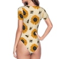 thumbnail image 4 of Fotbe Sunflowers And Bee Women's Crew Neck Short Sleeves Bodysuit Tops Round Neck Slim Sleeveless Soft Comfortable Basic-Large, 4 of 9